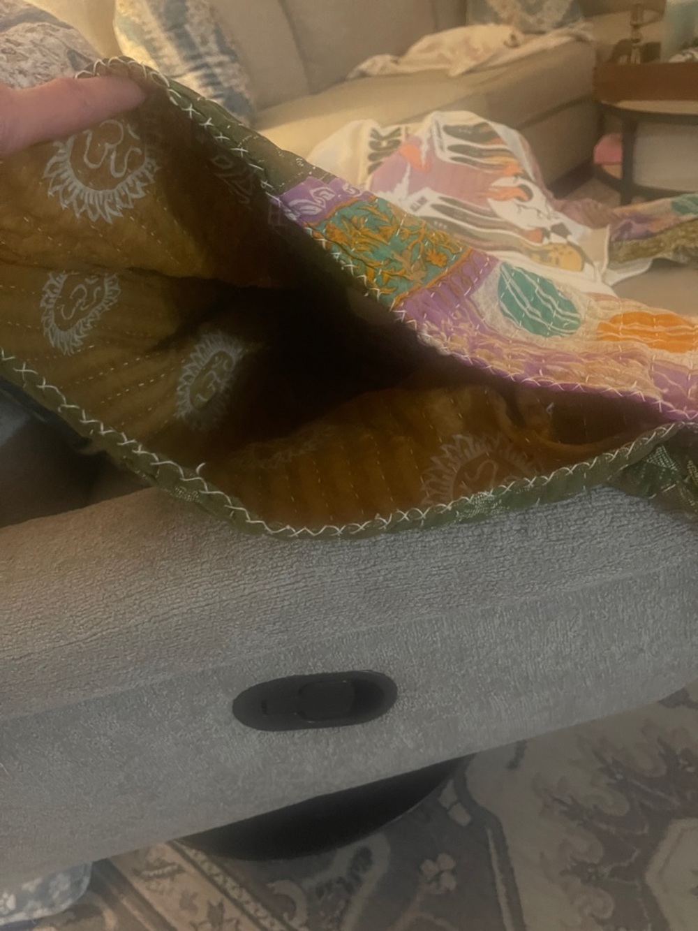 KANTHA Upcycled Poncho Boho T-Shirt Large / Fits Most  Pub Hippie Wear Skeleton - Picture 8 of 9